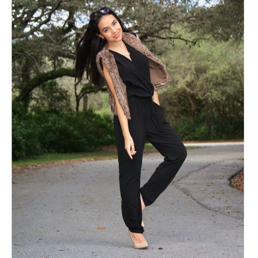 Joe B V-neck Black Jumpsuit